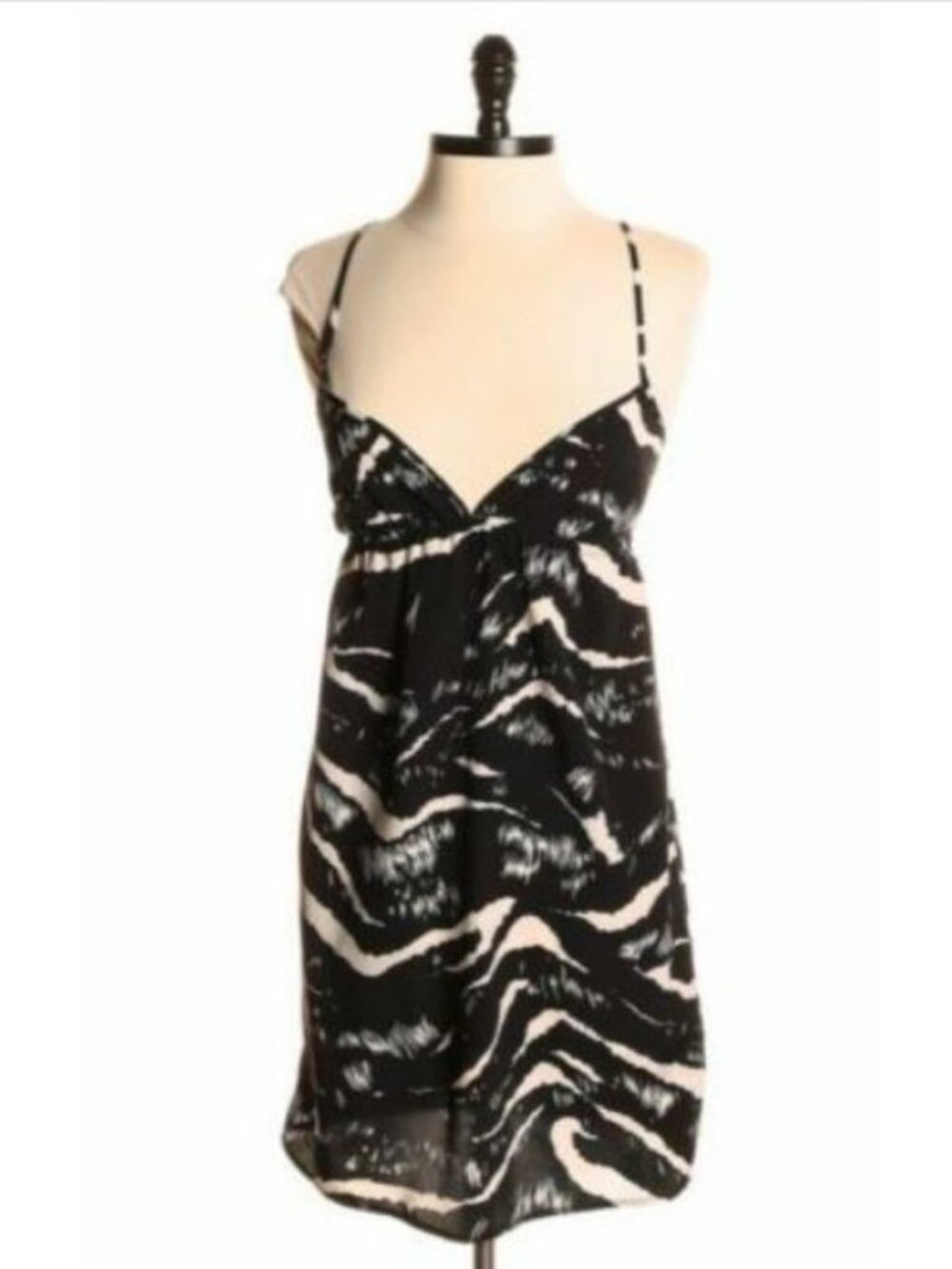 Lux Urban Outfitters Black White Zebra Print Strappy Mini Slip Dress